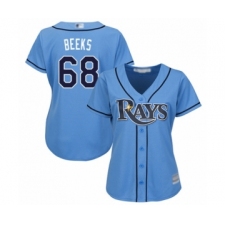 Women's Tampa Bay Rays #68 Jalen Beeks Authentic Light Blue Alternate 2 Cool Base Baseball Player Jersey