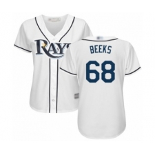 Women's Tampa Bay Rays #68 Jalen Beeks Authentic White Home Cool Base Baseball Player Jersey