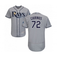 Men's Tampa Bay Rays #72 Yonny Chirinos Grey Road Flex Base Authentic Collection Baseball Player Jersey