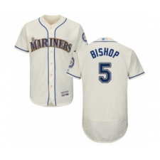 Men's Seattle Mariners #5 Braden Bishop Cream Alternate Flex Base Authentic Collection Baseball Player Jersey