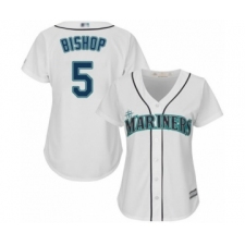 Women's Seattle Mariners #5 Braden Bishop Authentic White Home Cool Base Baseball Player Jersey