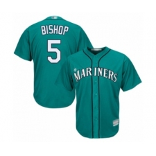 Youth Seattle Mariners #5 Braden Bishop Authentic Teal Green Alternate Cool Base Baseball Player Jersey