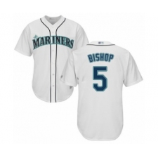 Youth Seattle Mariners #5 Braden Bishop Authentic White Home Cool Base Baseball Player Jersey