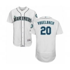 Men's Seattle Mariners #20 Daniel Vogelbach White Home Flex Base Authentic Collection Baseball Player Jersey