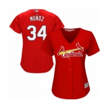 Women's St. Louis Cardinals #34 Yairo Munoz Authentic Red Alternate Cool Base Baseball Player Jersey