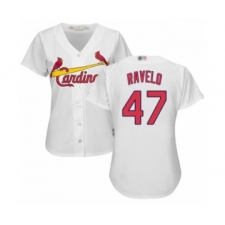 Women's St. Louis Cardinals #47 Rangel Ravelo Authentic White Home Cool Base Baseball Player Jersey