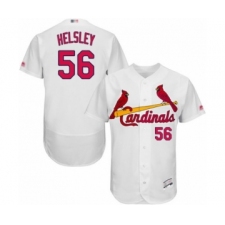 Men's St. Louis Cardinals #56 Ryan Helsley White Home Flex Base Authentic Collection Baseball Player Jersey