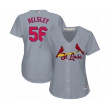 Women's St. Louis Cardinals #56 Ryan Helsley Authentic Grey Road Cool Base Baseball Player Jersey