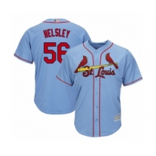 Youth St. Louis Cardinals #56 Ryan Helsley Authentic Light Blue Alternate Cool Base Baseball Player Jersey