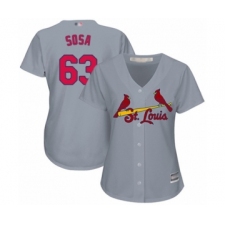 Women's St. Louis Cardinals #63 Edmundo Sosa Authentic Grey Road Cool Base Baseball Player Jersey