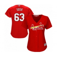 Women's St. Louis Cardinals #63 Edmundo Sosa Authentic Red Alternate Cool Base Baseball Player Jersey