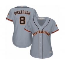 Women's San Francisco Giants #8 Alex Dickerson Authentic Grey Road Cool Base Baseball Player Jersey