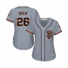 Women's San Francisco Giants #26 Chris Shaw Authentic Grey Road 2 Cool Base Baseball Player Jersey