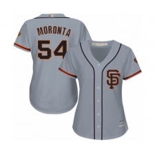 Women's San Francisco Giants #54 Reyes Moronta Authentic Grey Road 2 Cool Base Baseball Player Jersey