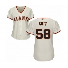Women's San Francisco Giants #58 Trevor Gott Authentic Cream Home Cool Base Baseball Player Jersey
