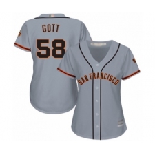 Women's San Francisco Giants #58 Trevor Gott Authentic Grey Road Cool Base Baseball Player Jersey