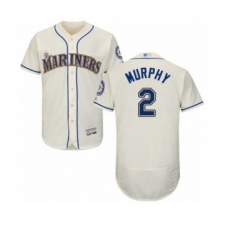 Men's Seattle Mariners #2 Tom Murphy Cream Alternate Flex Base Authentic Collection Baseball Player Jersey