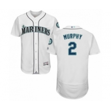 Men's Seattle Mariners #2 Tom Murphy White Home Flex Base Authentic Collection Baseball Player Jersey