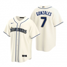 Men's Nike Seattle Mariners #7 Marco Gonzales Cream Alternate Stitched Baseball Jersey