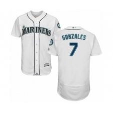 Men's Seattle Mariners #7 Marco Gonzales White Home Flex Base Authentic Collection Baseball Player Jersey