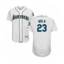 Men's Seattle Mariners #23 Austin Nola White Home Flex Base Authentic Collection Baseball Player Jersey