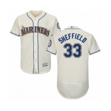 Men's Seattle Mariners #33 Justus Sheffield Cream Alternate Flex Base Authentic Collection Baseball Player Jersey