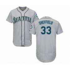 Men's Seattle Mariners #33 Justus Sheffield Grey Road Flex Base Authentic Collection Baseball Player Jersey