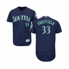 Men's Seattle Mariners #33 Justus Sheffield Navy Blue Alternate Flex Base Authentic Collection Baseball Player Jersey