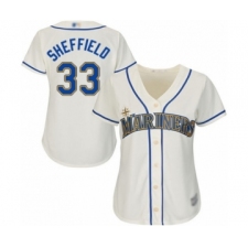 Women's Seattle Mariners #33 Justus Sheffield Authentic Cream Alternate Cool Base Baseball Player Jersey