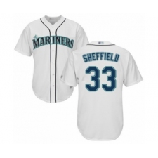 Youth Seattle Mariners #33 Justus Sheffield Authentic White Home Cool Base Baseball Player Jersey