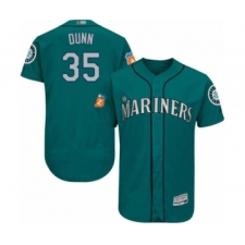 Men's Seattle Mariners #35 Justin Dunn Teal Green Alternate Flex Base Authentic Collection Baseball Player Jersey