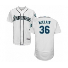 Men's Seattle Mariners #36 Reggie McClain White Home Flex Base Authentic Collection Baseball Player Jersey
