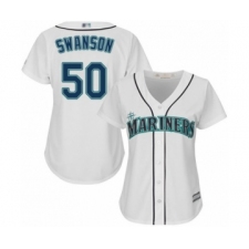 Women's Seattle Mariners #50 Erik Swanson Authentic White Home Cool Base Baseball Player Jersey