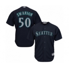 Youth Seattle Mariners #50 Erik Swanson Authentic Navy Blue Alternate 2 Cool Base Baseball Player Jersey