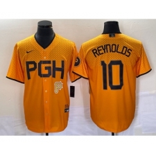 Men's Nike Pittsburgh Pirates #10 Bryan Reynolds Gold 2023 City Connect Stitched Jersey