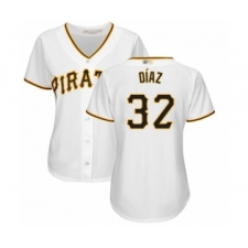 Women's Pittsburgh Pirates #32 Elias Diaz Authentic White Home Cool Base Baseball Player Jersey