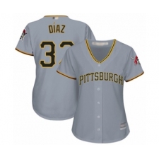 Women's Pittsburgh Pirates #32 Elias Diaz Replica Grey Road Cool Base Baseball Player Jersey