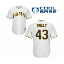 Youth Pittsburgh Pirates #43 Steven Brault Authentic White Home Cool Base Baseball Player Jersey