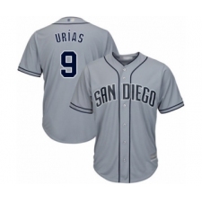 Men's San Diego Padres #9 Luis Urias Authentic Grey Road Cool Base Baseball Player Jersey