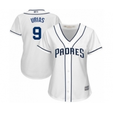 Women's San Diego Padres #9 Luis Urias Authentic White Home Cool Base Baseball Player Jersey