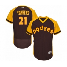 Men's San Diego Padres #21 Luis Torrens Brown Alternate Cooperstown Authentic Collection Flex Base Baseball Player Jersey