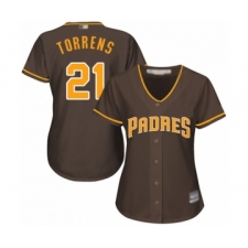 Women's San Diego Padres #21 Luis Torrens Authentic Brown Alternate Cool Base Baseball Player Jersey