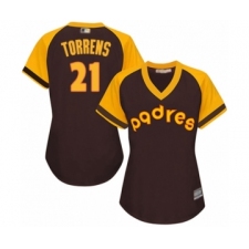 Women's San Diego Padres #21 Luis Torrens Authentic Brown Alternate Cooperstown Cool Base Baseball Player Jersey