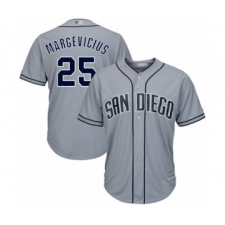 Men's San Diego Padres #25 Nick Margevicius Authentic Grey Road Cool Base Baseball Player Jersey