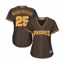 Women's San Diego Padres #25 Nick Margevicius Authentic Brown Alternate Cool Base Baseball Player Jersey