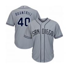 Men's San Diego Padres #40 Cal Quantrill Authentic Grey Road Cool Base Baseball Player Jersey