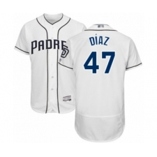 Men's San Diego Padres #47 Miguel Diaz White Home Flex Base Authentic Collection Baseball Player Jersey