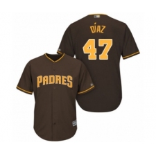 Youth San Diego Padres #47 Miguel Diaz Authentic Brown Alternate Cool Base Baseball Player Jersey