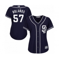 Women's San Diego Padres #57 Ronald Bolanos Authentic Navy Blue Alternate 1 Cool Base Baseball Player Jersey