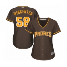 Women's San Diego Padres #58 Trey Wingenter Authentic Brown Alternate Cool Base Baseball Player Jersey